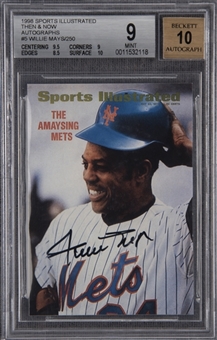 1998 Sports Illustrated "Then & Now" #5 Willie Mays Signed Card (#160/250) - BGS MINT 9/BGS 10